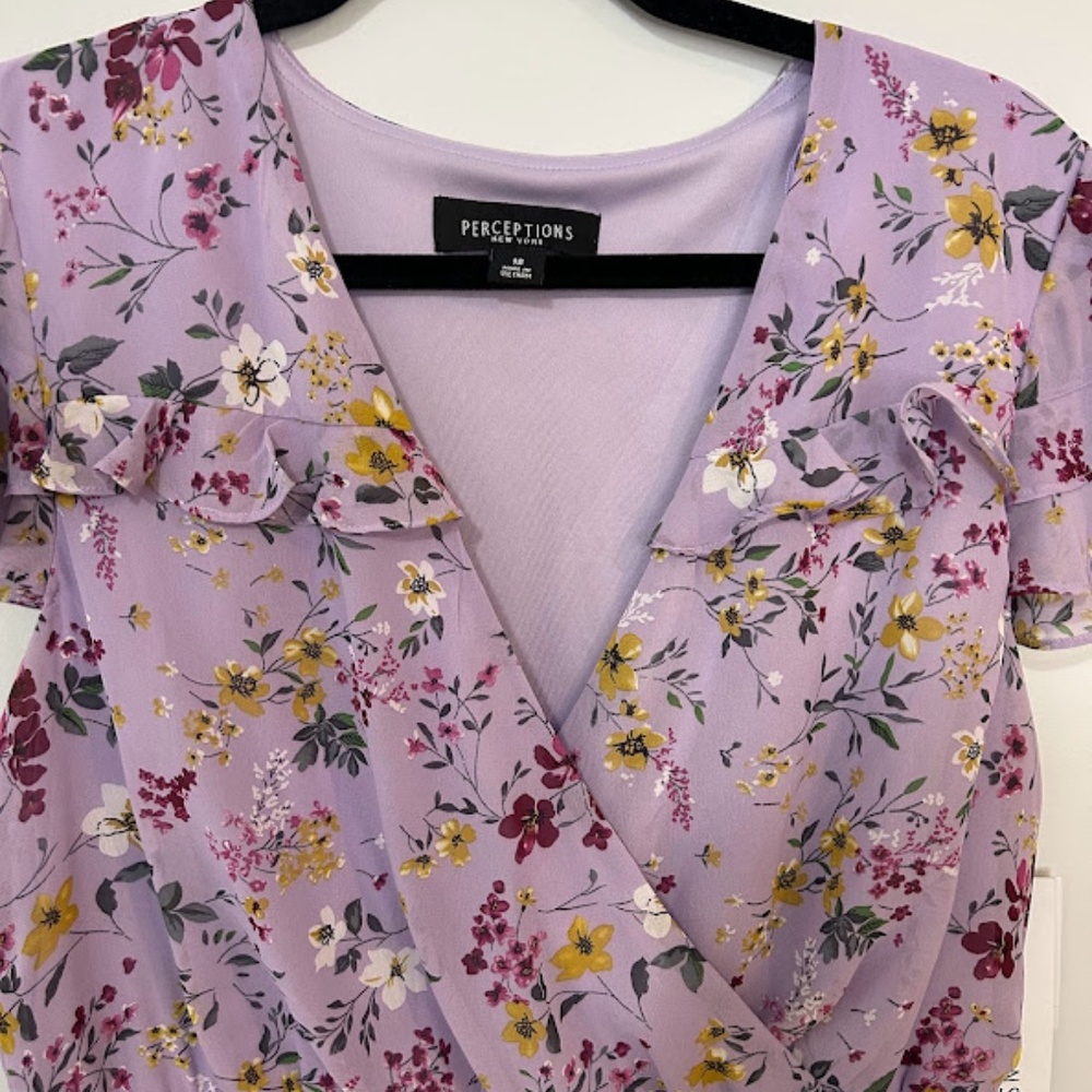Perceptions Lavender Floral Midi Dress - Picture 2 of 8